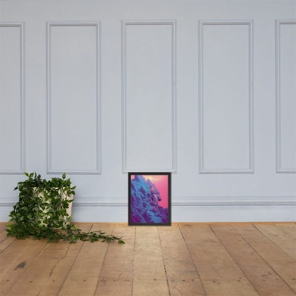 A My ability to conquer my challenges is limitless - as a Framed poster of a blue and purple painting on a wooden floor.
