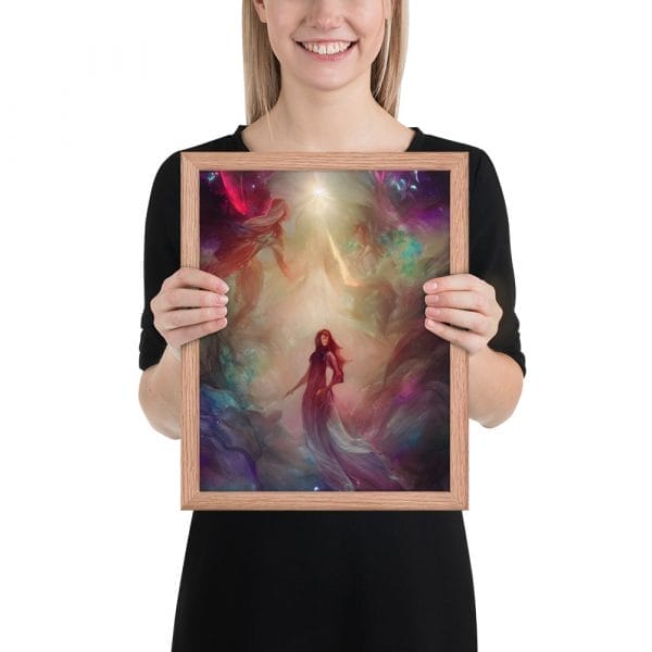 An image of a woman holding "The Power Within as a Framed poster" showcasing inner strength.