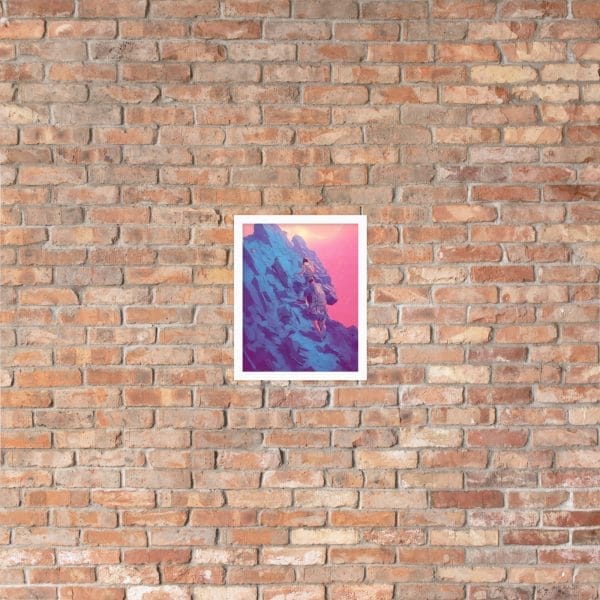 A photo of a mountain on a brick wall, as My ability to conquer my challenges is limitless - as a Framed poster.