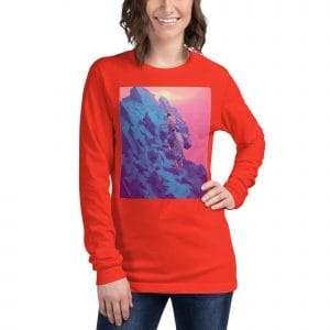A My ability to conquer my challenges is limitless as a Unisex Long Sleeve Tee with an image of a woman standing on a.