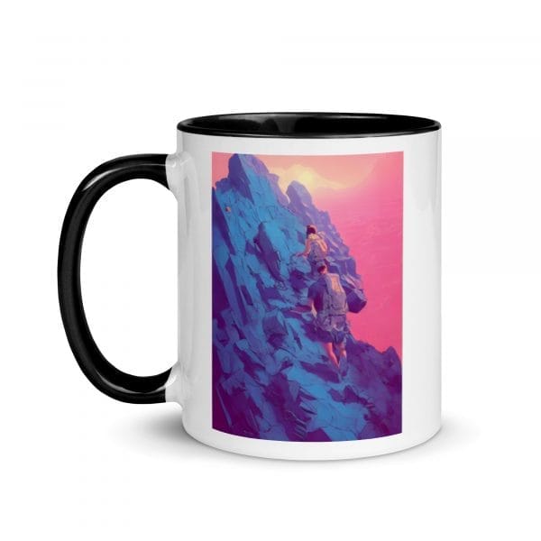 A My ability to conquer my challenges is limitless as a Mug with Color Inside with an image of a man climbing a mountain.