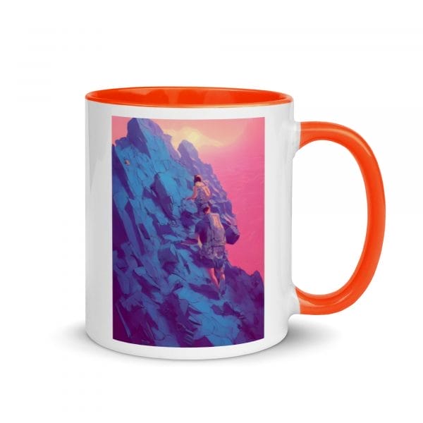 A My ability to conquer my challenges is limitless as a Mug with Color Inside with an image of a man climbing a mountain.